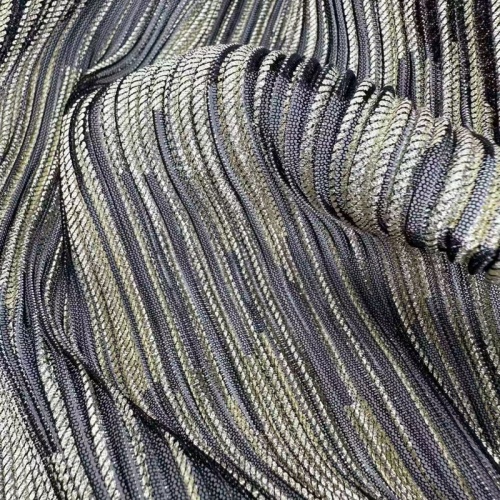 Tessuto per abiti da ragazza a righe in maglia di poliestere lucido ed elegante