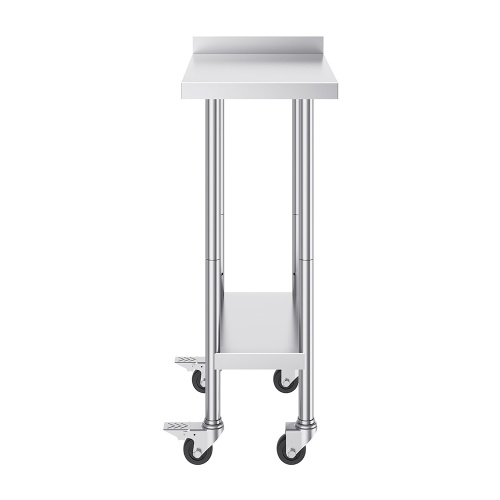 stainless steel work table with wheels Stainless Steel Double Layers Kitchen Work Table Manufactory