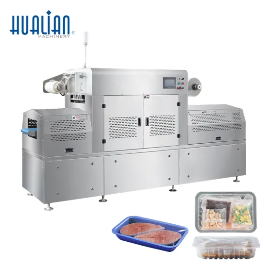 HVT-350AZ Hualian Multi-functional Linear Type Meat Food Tray Vacuum Sealing Packing Machine
