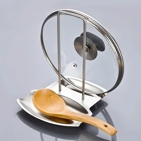 multi purpose kitchen utensil stainless steel pan pot spoon and lid organizer storage stand