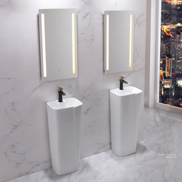 Glossy White Pedestal Basin: Fashionable and Self-Cleaning Bathroom Sink