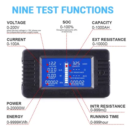 Digital MT Battery Monitor Meter Kit for Cars, RVs, and Solar Systems