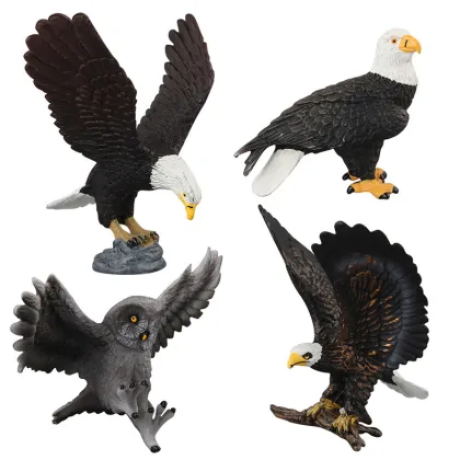 4 Kidns Soft Rubber Toys Simulation White-headed Eagle/Owl Animal Figure Collectible Toys Raptor Animal Action Figures Kids