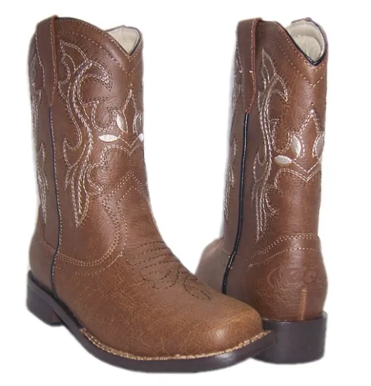 New Style 2016 Popualr Comfortable Brown Genuine Leather Children Leather Cowboy Boots for Outdoor