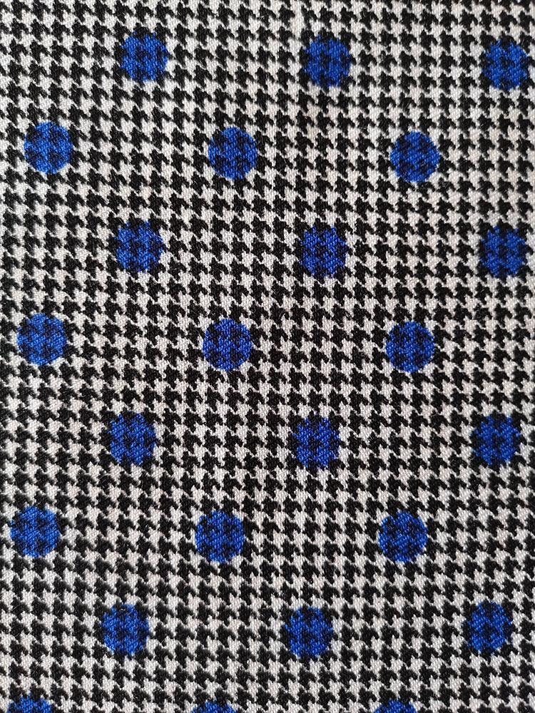 Houndstooth &amp; Dots Rayon Twill 3024S Tejido de punto de impresión