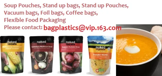 Soup bags, Soup pouches, Bottom gussets bags, Aluminum Bag, PET Metalized Bag, Anti Static Bag, Vacuum Bag, Retort