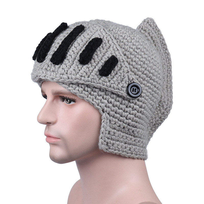 Roman knight knitted hat gladiator mask hat (1)