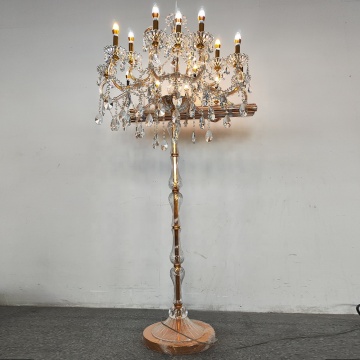 Modern Luxury Gold Crystal Floor Lamp for Hotels and Villas