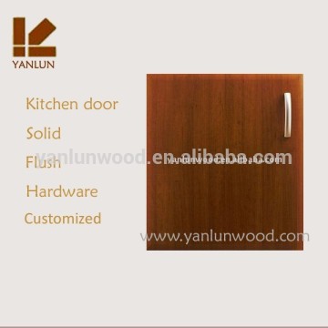finished solid cherry wood flat kitchen door with handle