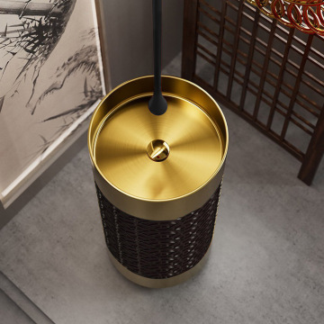 Floor-mounted round handmade washbasin in Black Golden