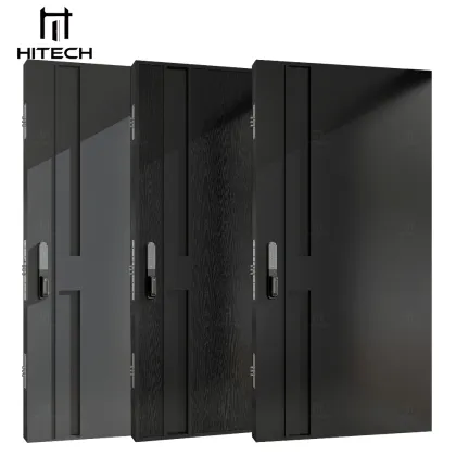 Hitech Wooden Villa Front Door with Steel Strips