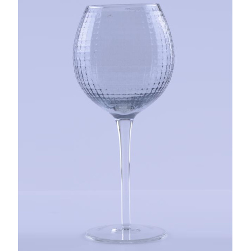 Juego de vino de vidrio transparente con patrón de cuadrícula