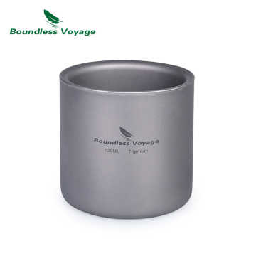 Viagem sem limites 120ml Titanium Double Wall Tea Cup para acampar e fazer caminhadas