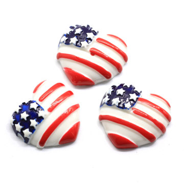 Kawaii Flag Heart Flatback Resin Cabochon For DIY Mobile Phone Case Hair Bow Slime Charm Decoration Supplies Embellishment