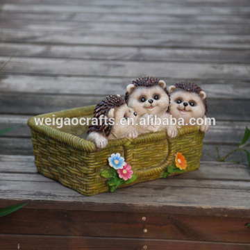 Animal theme resin hedgehog plant pot