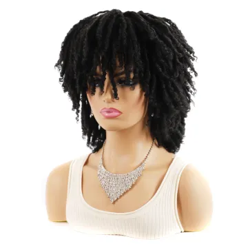 Hot Selling Cheap African Short Soft Dreadlocks Wig Synthetic Hair Wigs for Black Women Faux Locs Crochet Hair Braids Wigs