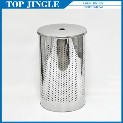 Small White Color Metal Toilet Waste Bin Basket With Lid