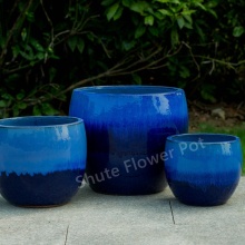 Wholesale Blue Glazed Outdoor Plant Pots