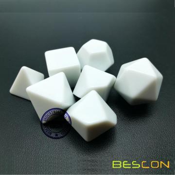 Bescon Blank Polyhedral Dice Juego de 7 d4 d6 d8 d10 d12 d20 d%, Juego de dados RPG plano sin número