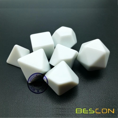 Bescon Blank Polyhedral Dice Set of 7 d4 d6 d8 d10 d12 d20 d%, Flat RPG  Dice Set Without Number China Manufacturer