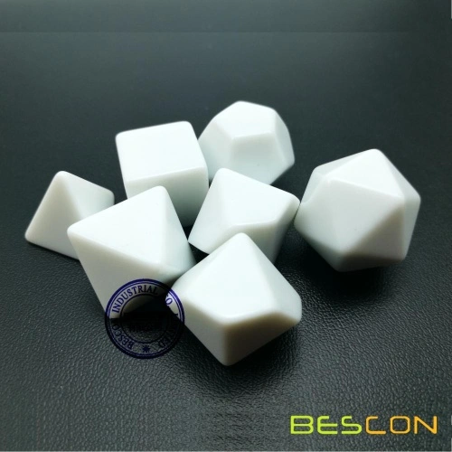 Bescon Blank Polyhedral Dice Set of 7 d4 d6 d8 d10 d12 d20 d