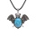 Turquoise 13X18mm Cabs Antique Silver Alloy Antique Silver Alloy Bat Pendant Necklace 45cm Black Cord