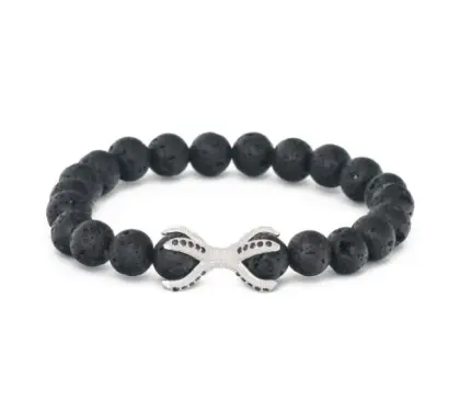 2019 Fashion Natural Lava Stone Bracelet CZ Charms Lava Bracelet