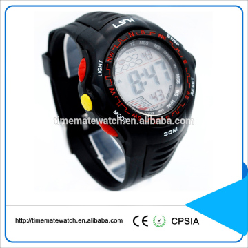 Customized black silicone strap sports digital type watches for students