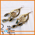 Moda de antigüedad pendientes de lágrima de cristal de bronce