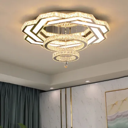 Modern Crystal Ceiling Lamps for High Ceilings