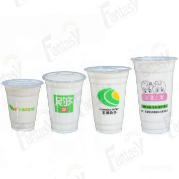 Custom logo disposable plastic cups with lid