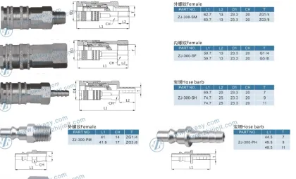 ZJ-300 Pneumatic Quick Coupler Air Quick Coupling HANSEN SERIES