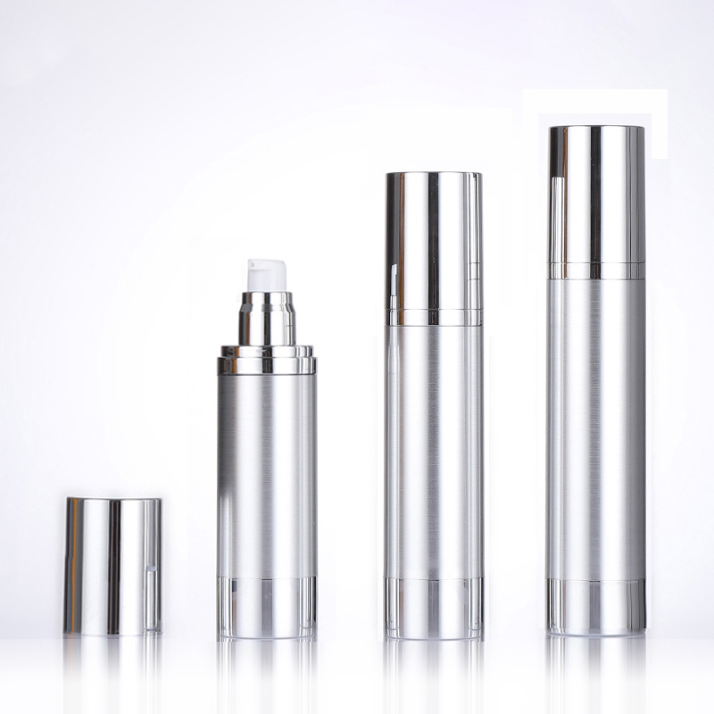 Luxury cosmetic packaging silver plating airless bottle