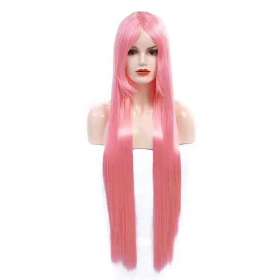 38inch Long Straight Cosplay Costume Wigs Women Synthetic Hair Full Wig With Long Bangs Anime Party Halloween Fancy 96cm