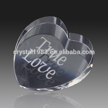 Wholesale k9 Crystal glass custom logo size crystal glass heart paperweight