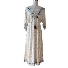 Evelyn V-Neck Tassel Midi Dress