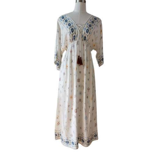 Evelyn V-Neck Tassel Midi Dress
