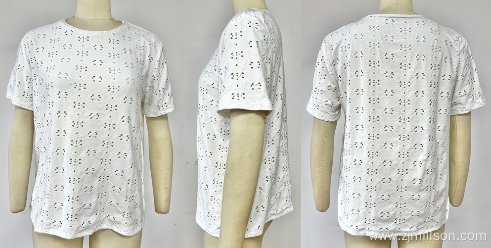 Embroidered Eyelet T-Shirt