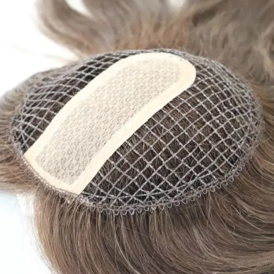 100% Virgin Cuticle Remy Human Hair Topper: Hand-Tied Women's Toupee with Silk Top and Fish Net Integration