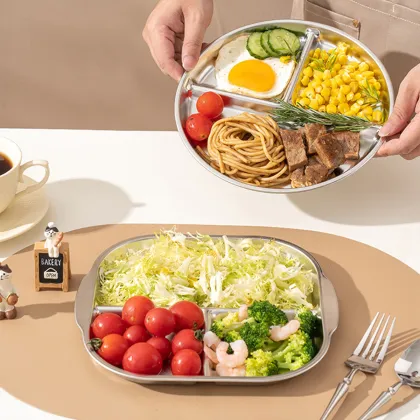 Maxcook 304 Stainless Steel Dinner Plate - New Design with 3 Compartments