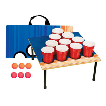 Plastic Beer Pong Game Cups Set with Wooden Table and Carry Bag: The Ultimate Party Pack