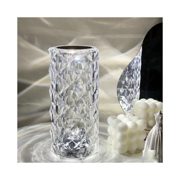 16 Color RGB Rose Crystal Bedside Lamp with Remote - 2000mAh, 13cm