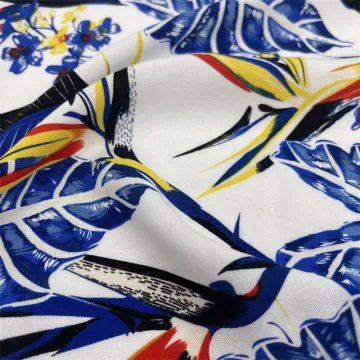 Woven Rayon Poplin Print Fabric Good Handfeeling