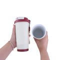 Ceramic inner cup double drinking straw cup