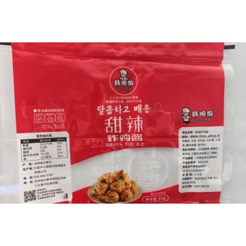 Bolsa de embalaje de salsa de pollo frito picante dulce de pie o plana