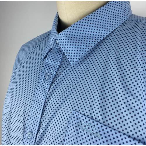 Polka dot royal blue plaid casual shirts