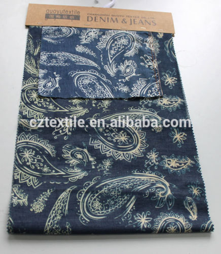 denim factory wholesale used Cheap price flower printed denim fabric