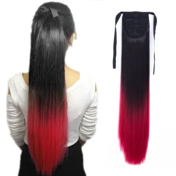 Ombre Hair Long Clip In Synthetic Ponytail  Wrap Around Hairpiece Curly Straight Pony Tail Heat Resistant Fiber Hair Extension