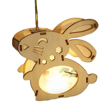 High Quality Hand-held Light-emitting Wooden Cartoon Lanterns for Children's New Year's Day