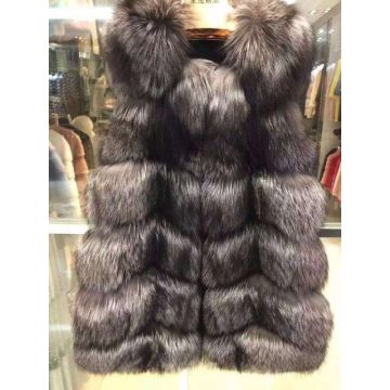 womens high quality silver fox fur vest real